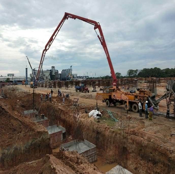Concrete pump on the foundations