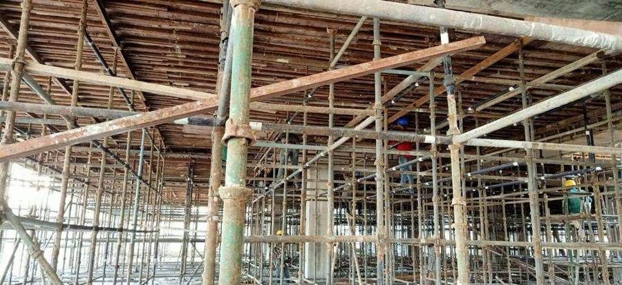 Staging for the first-floor slab
