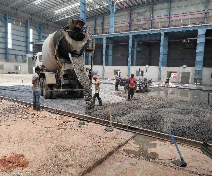VDF flooring pour inside the shed
